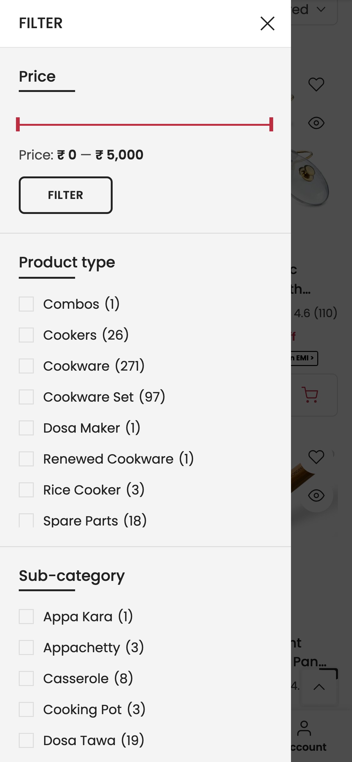 Wonderchef — Collection Filter with Price Range Slider